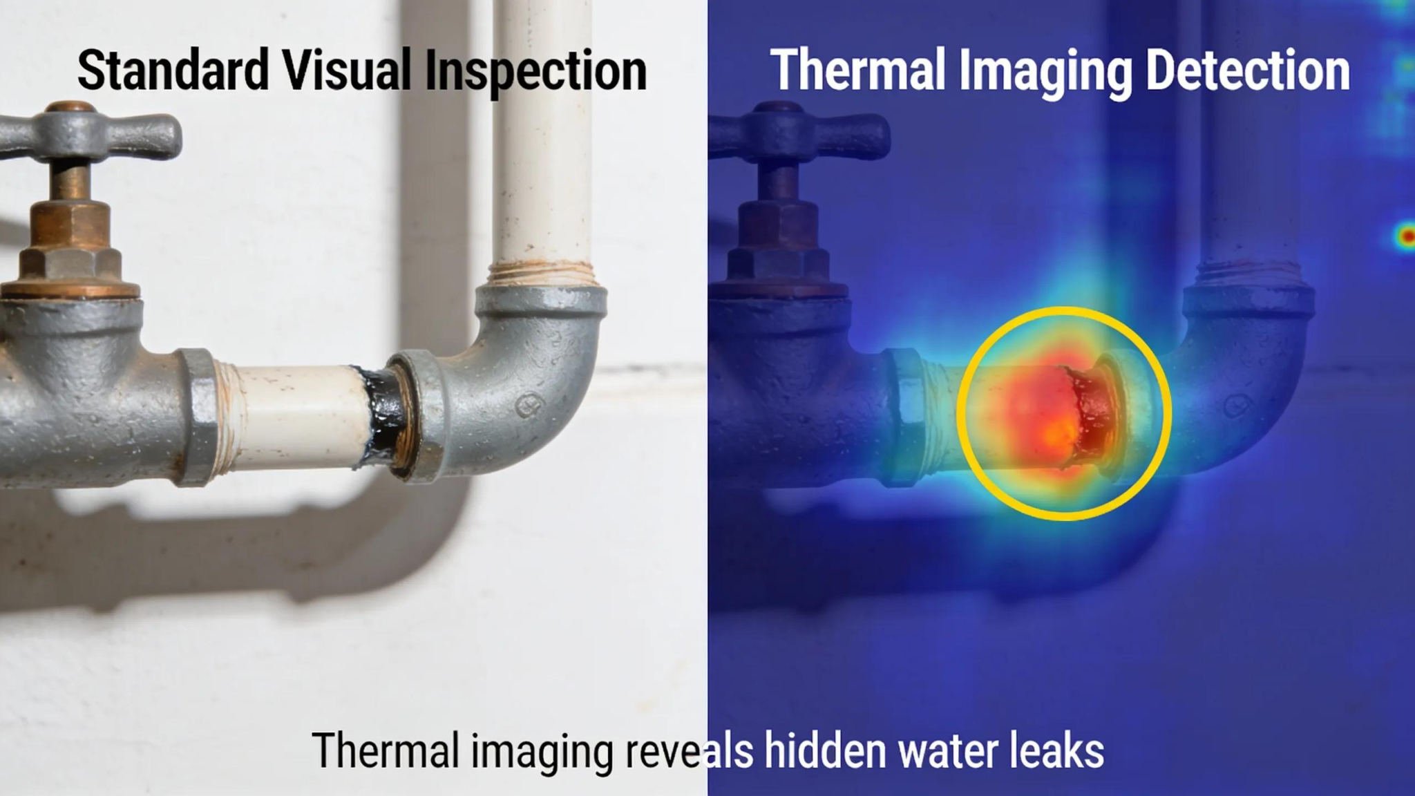 Thermal imaging can detect water leaks that are not visible during a standard visual review